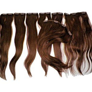 NIP Apex 16 Inches #4 Med Brown 100% Human Remy Hair Clip In Extensions 7pc